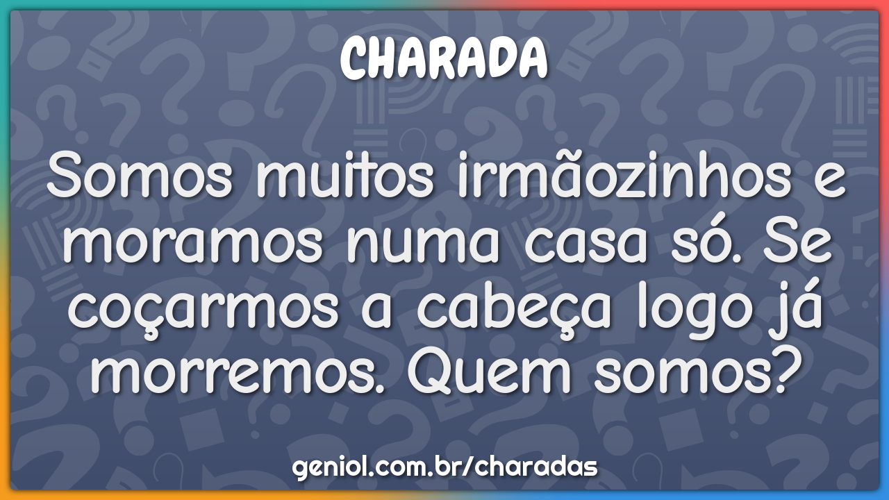 Somos muitos irmãozinhos e moramos numa casa só. Se coçarmos a cabeça...
