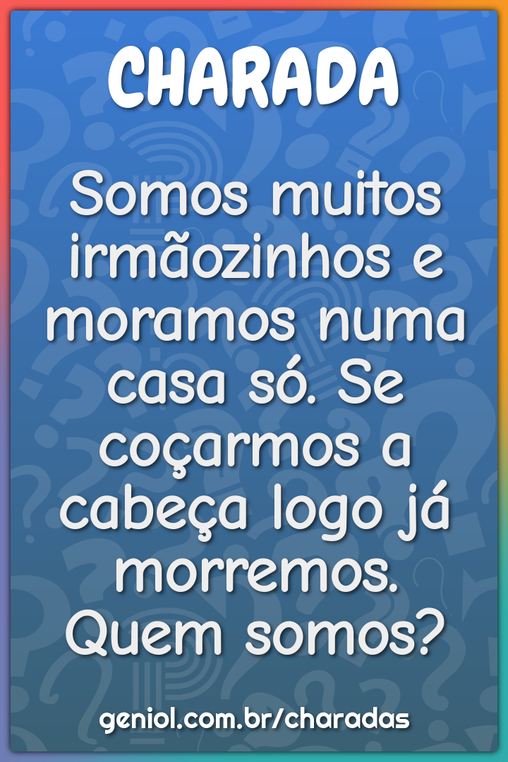 Somos muitos irmãozinhos e moramos numa casa só. Se coçarmos a cabeça...