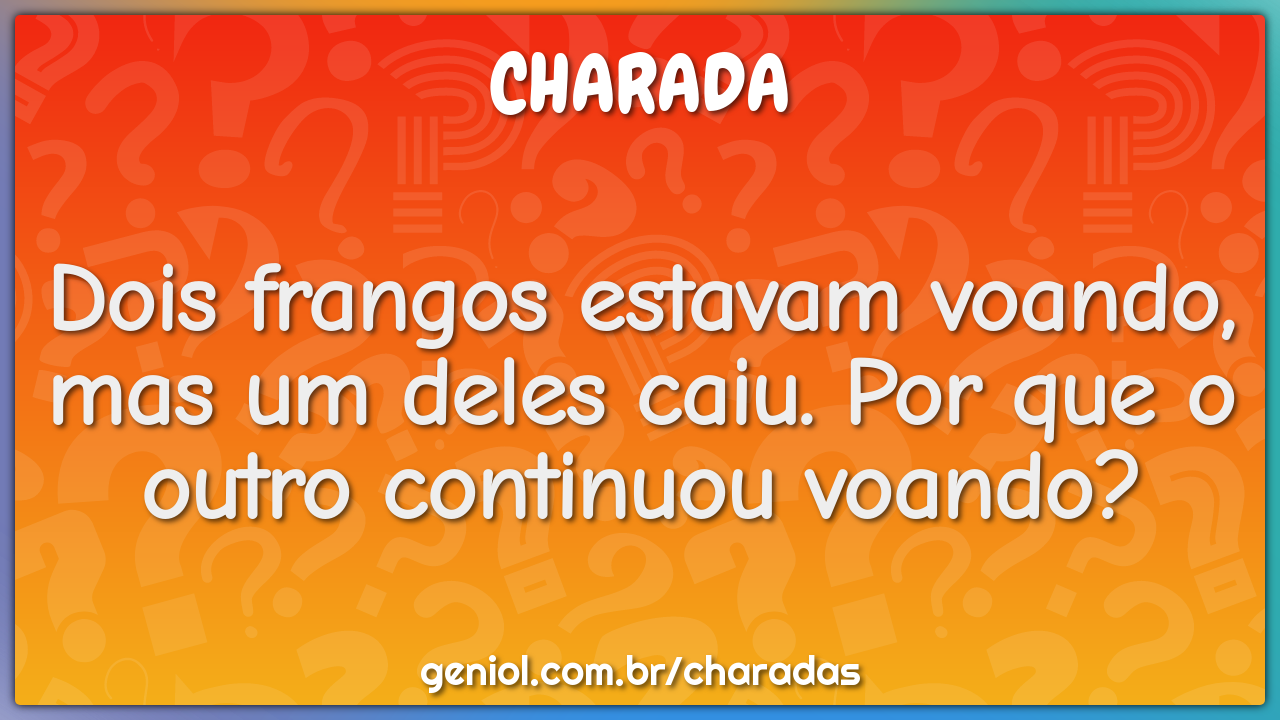 Dois frangos estavam voando, mas um deles caiu. Por que o outro...