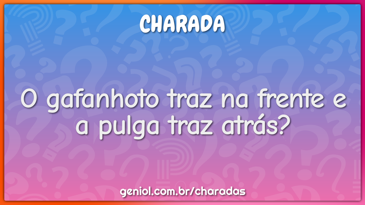 O gafanhoto traz na frente e a pulga traz atrás?