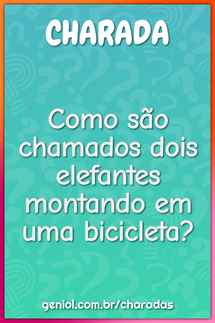 Como são chamados dois elefantes montando em uma bicicleta?