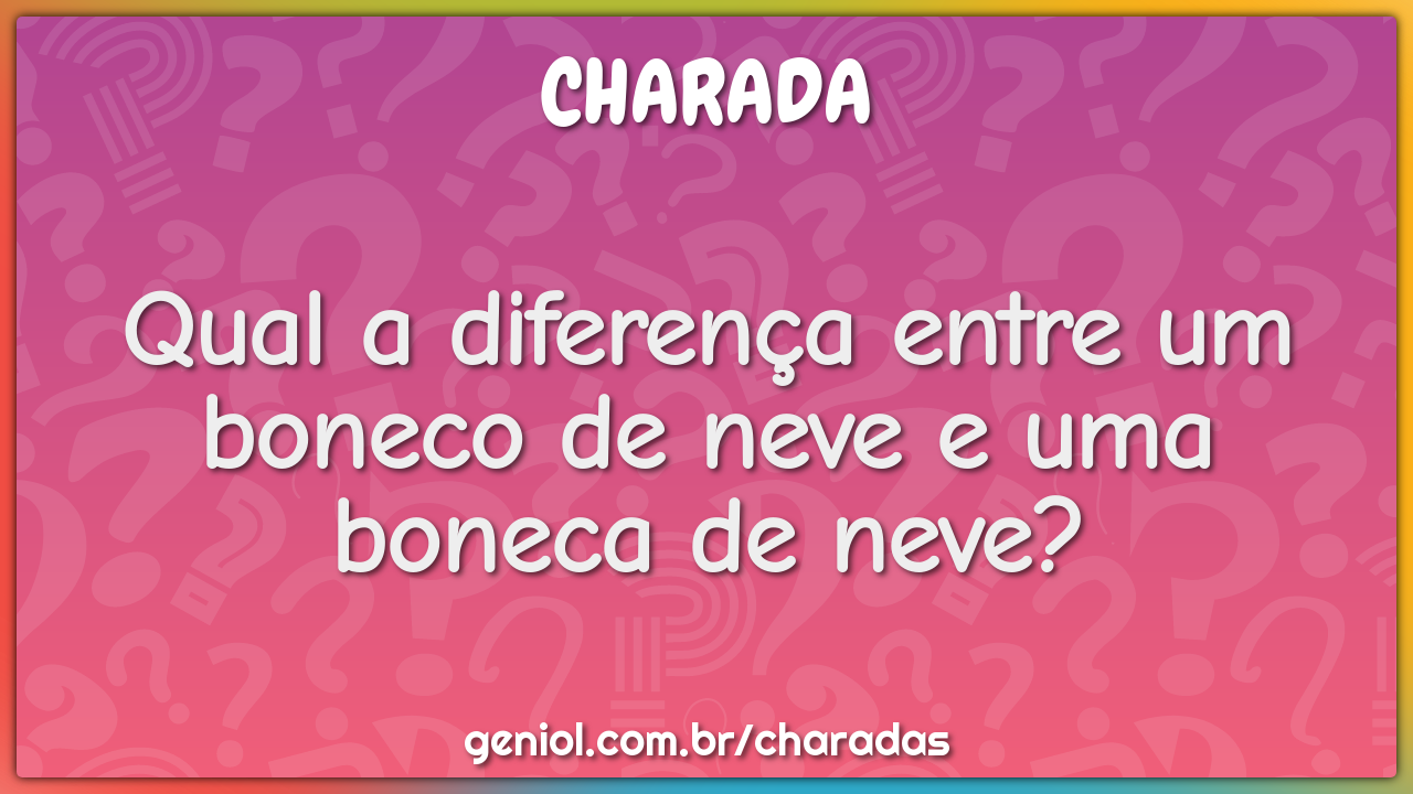 Qual a diferença entre um boneco de neve e uma boneca de neve?