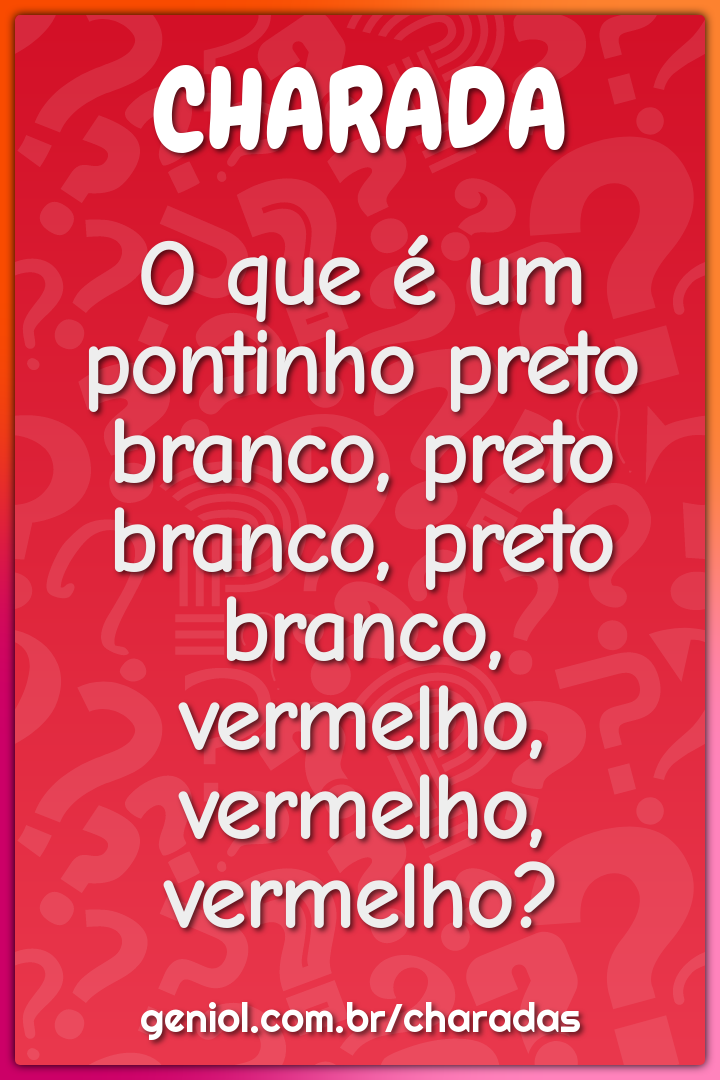 O que é um pontinho preto branco, preto branco, preto branco,...