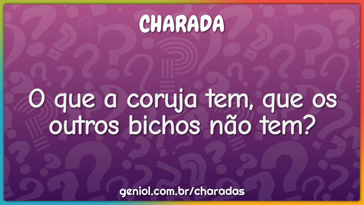 O que a coruja tem, que os outros bichos não tem?