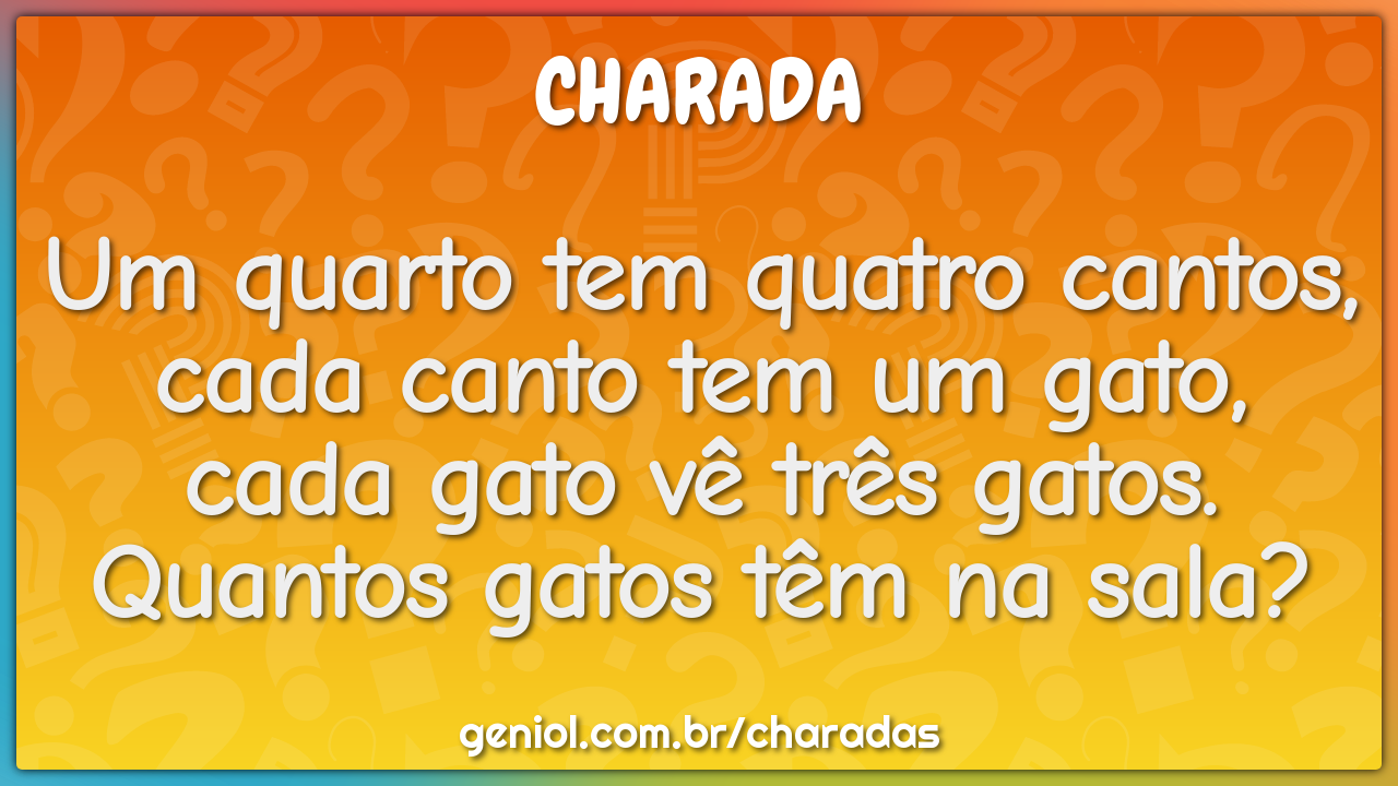 Um quarto tem quatro cantos, cada canto tem um gato, cada gato vê três...