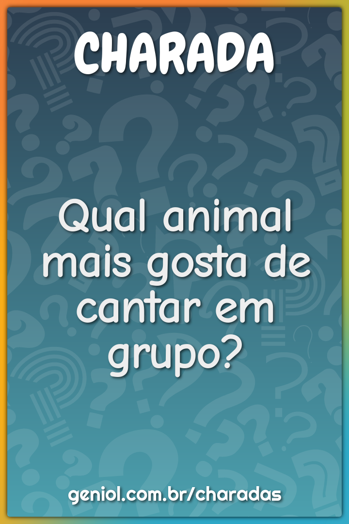 Qual animal mais gosta de cantar em grupo?