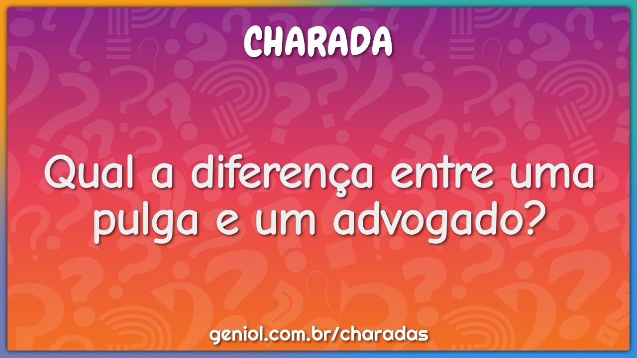 Qual a diferença entre uma pulga e um advogado?