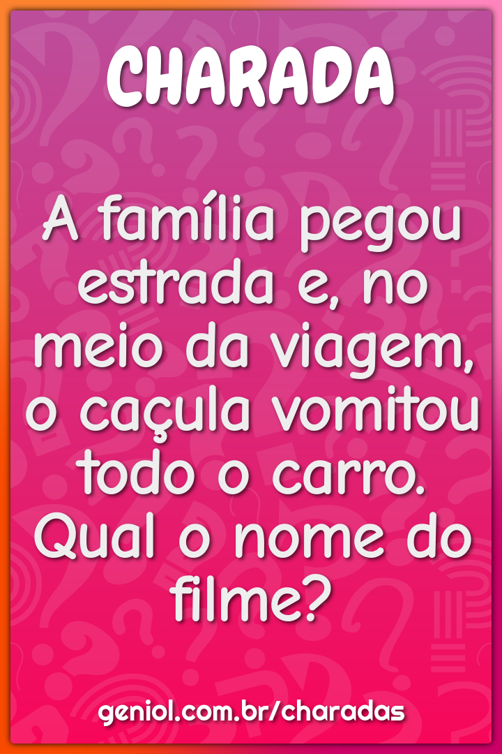 A família pegou estrada e, no meio da viagem, o caçula vomitou todo o...