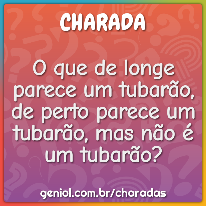 O que de longe parece um tubarão, de perto parece um tubarão, mas não...