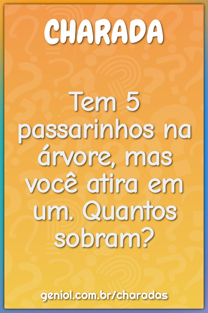 Tem 5 passarinhos na árvore, mas você atira em um. Quantos sobram?