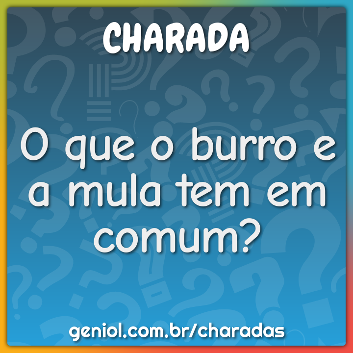 O que o burro e a mula tem em comum?