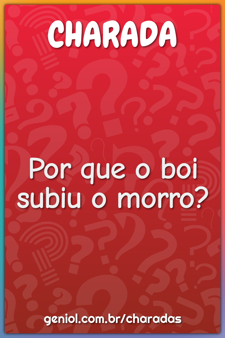 Por que o boi subiu o morro?