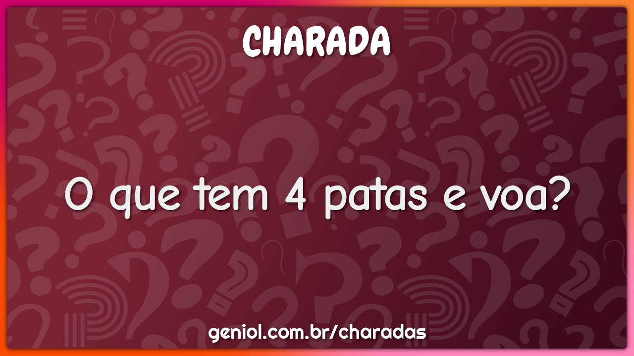 O que tem 4 patas e voa?