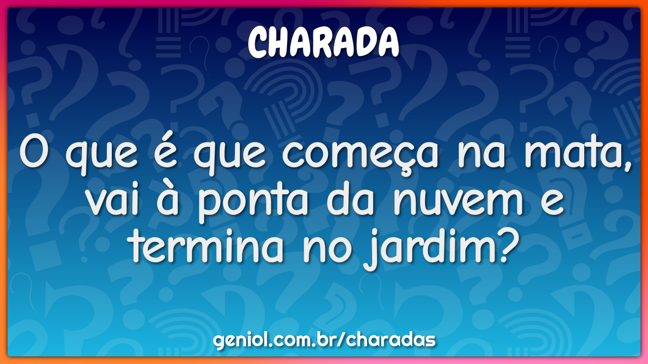O que é que começa na mata, vai à ponta da nuvem e termina no jardim?