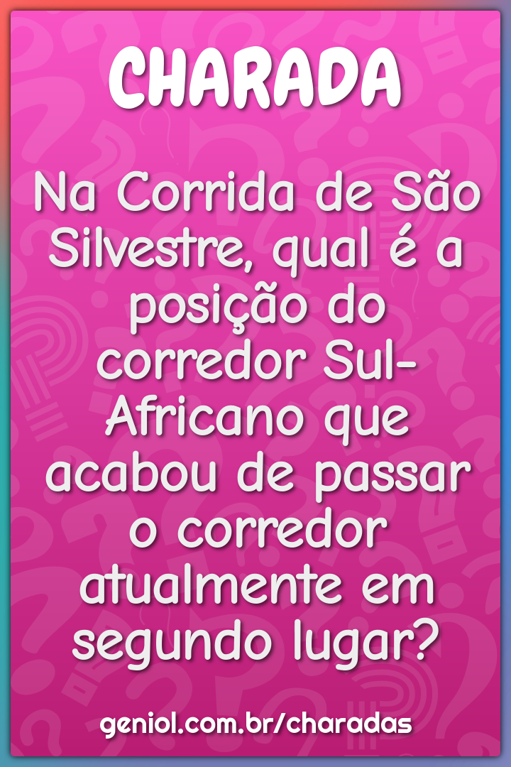 Na Corrida de São Silvestre, qual é a posição do corredor Sul-Africano...