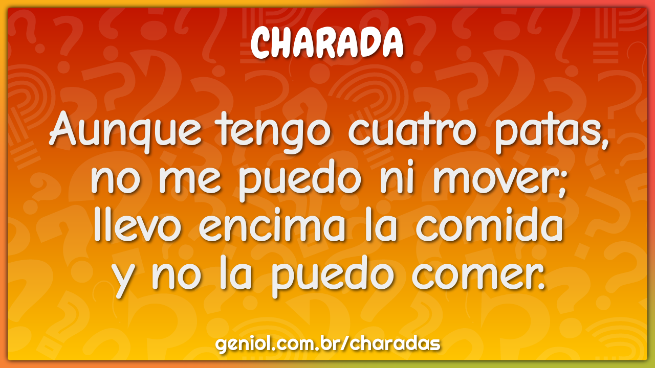 Aunque tengo cuatro patas, no me puedo ni mover; llevo encima la