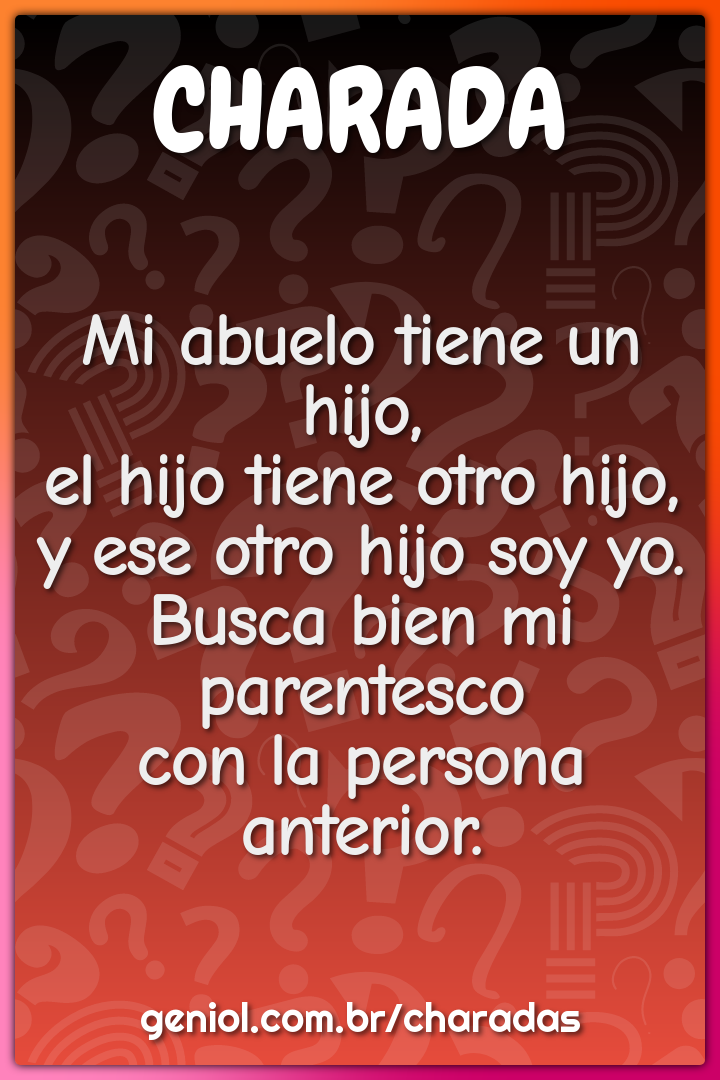 Mi abuelo tiene un hijo,  el hijo tiene otro hijo,  y ese otro hijo...