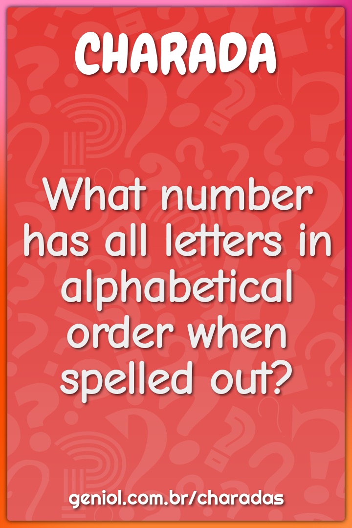 What number has all letters in alphabetical order when spelled out?