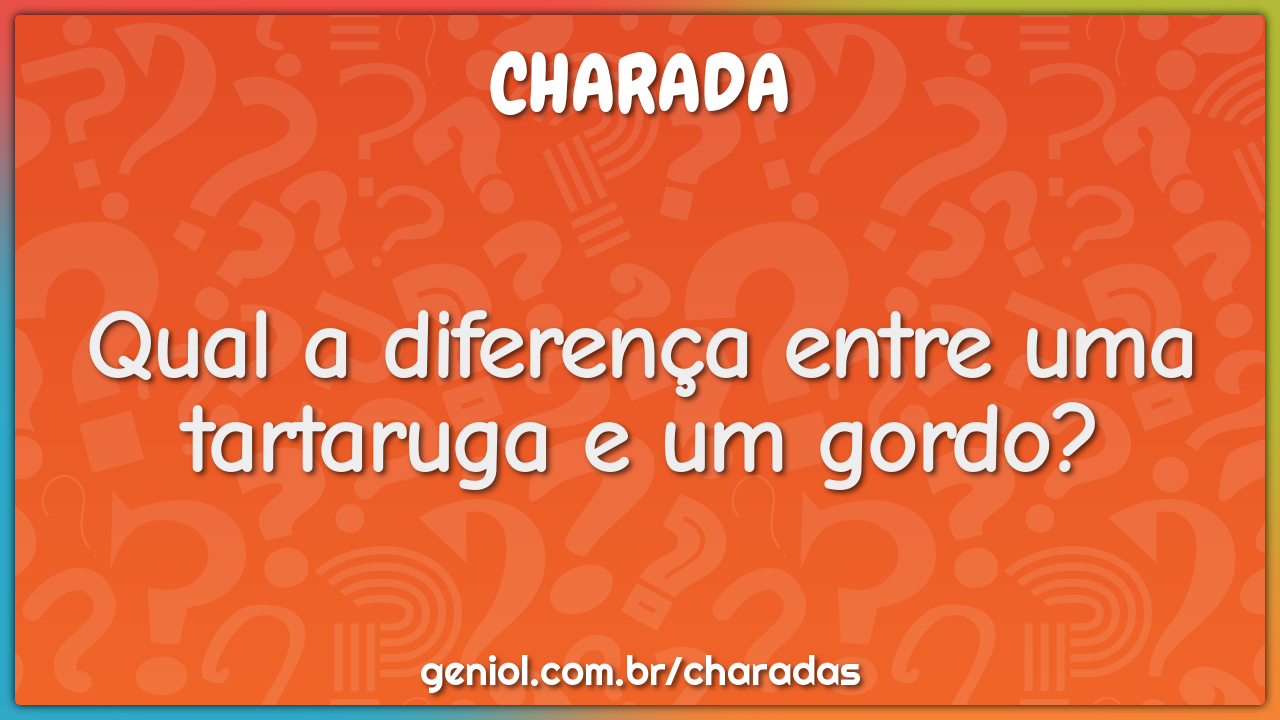 Qual a diferença entre uma tartaruga e um gordo?