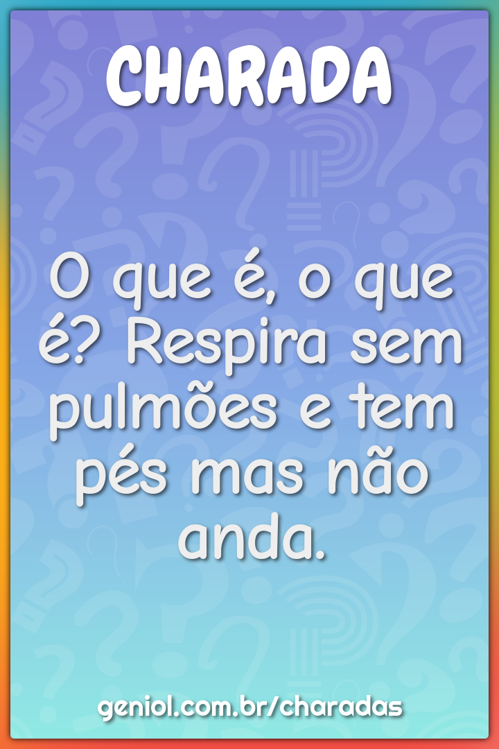 O que é, o que é? Respira sem pulmões e tem pés mas não anda.