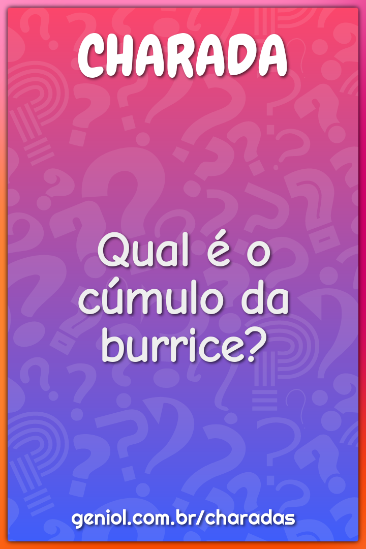 Qual é o cúmulo da burrice?