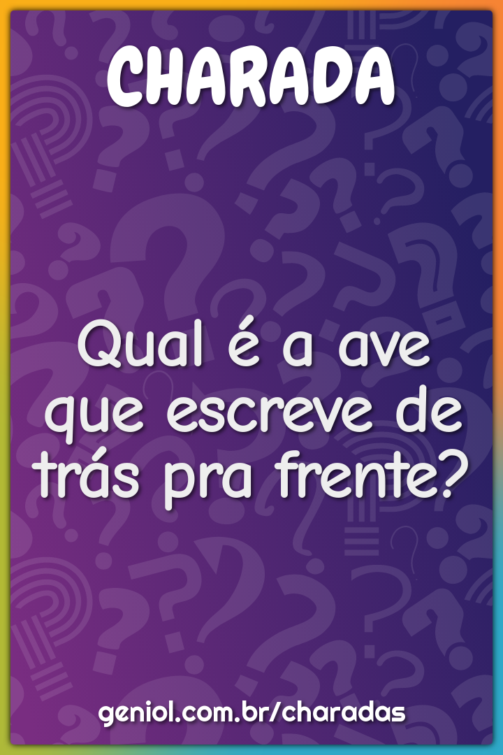 Qual é a ave que escreve de trás pra frente?