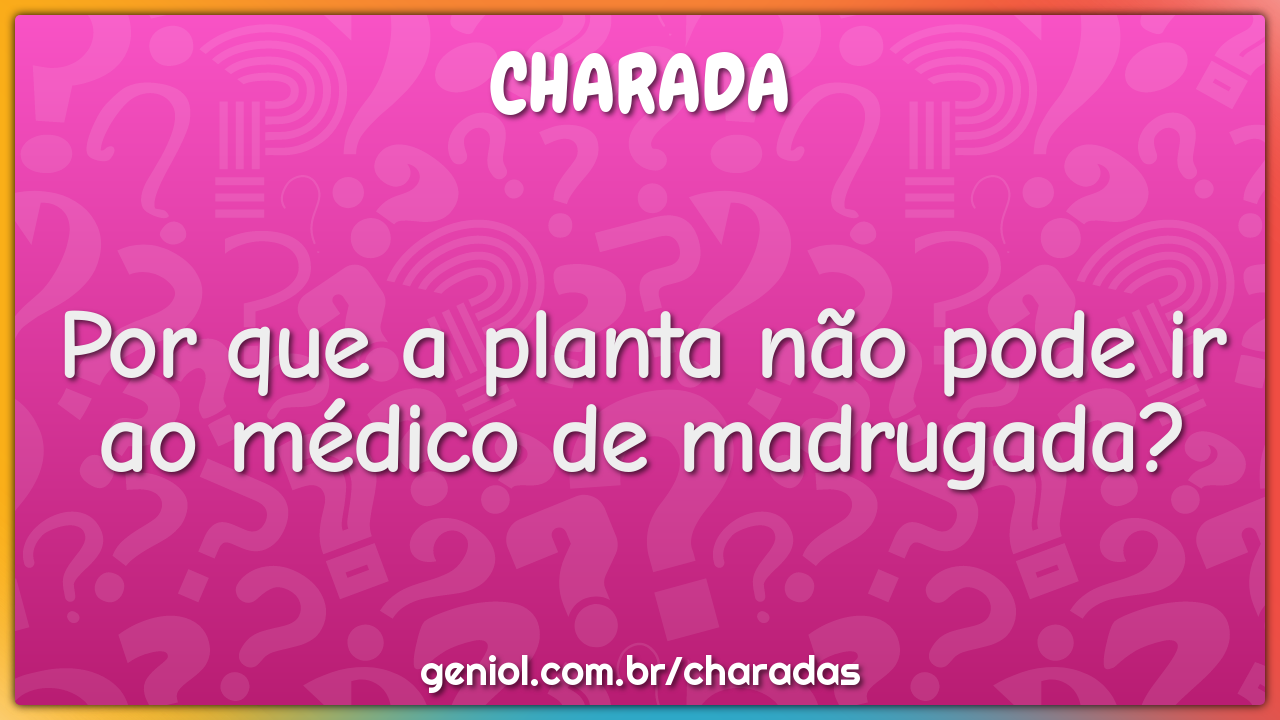 Por que a planta não pode ir ao médico de madrugada?