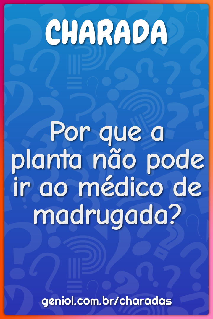 Por que a planta não pode ir ao médico de madrugada?