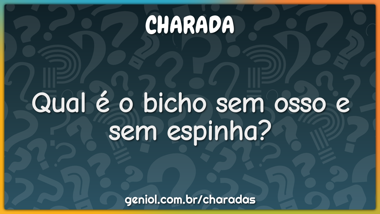 Qual é o bicho sem osso e sem espinha?